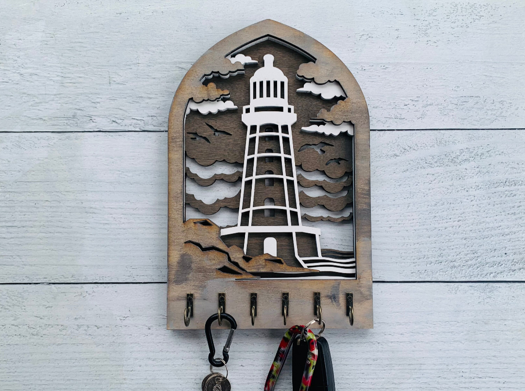 Handcrafted Wooden Lighthouse Key Holder