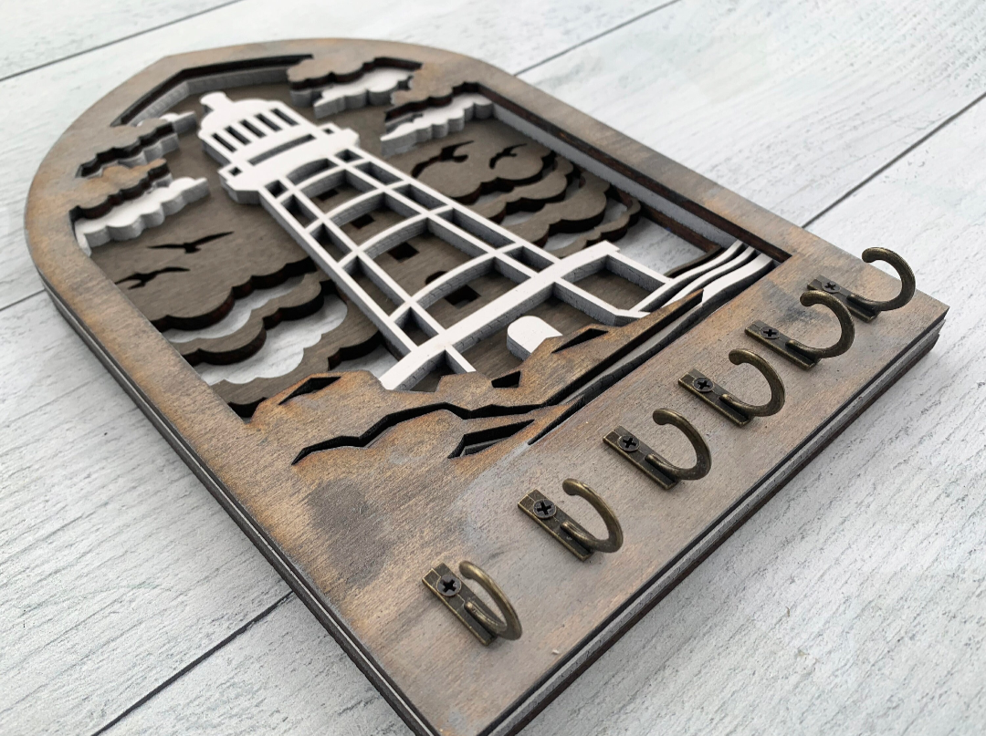 Handcrafted Wooden Lighthouse Key Holder