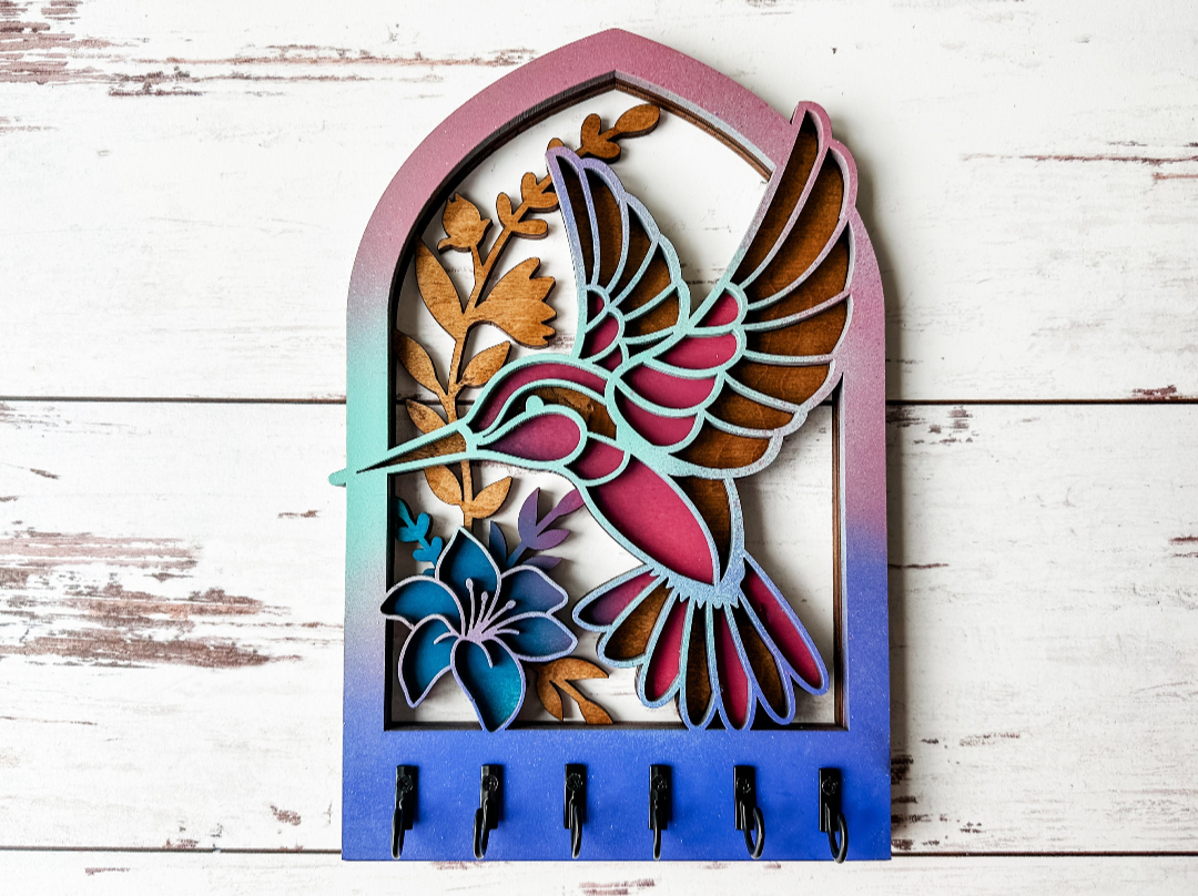 Handcrafted Wooden Hummingbird Key Holder