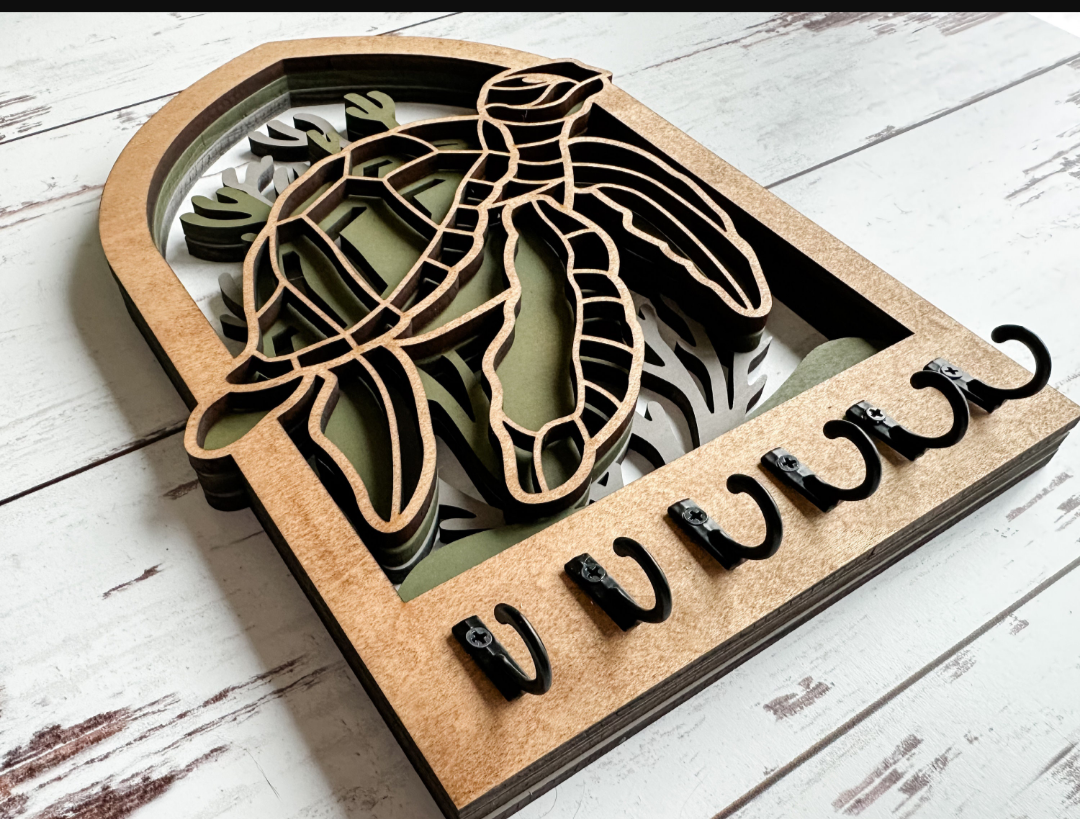 Handcrafted Wooden Turtle Key Holder