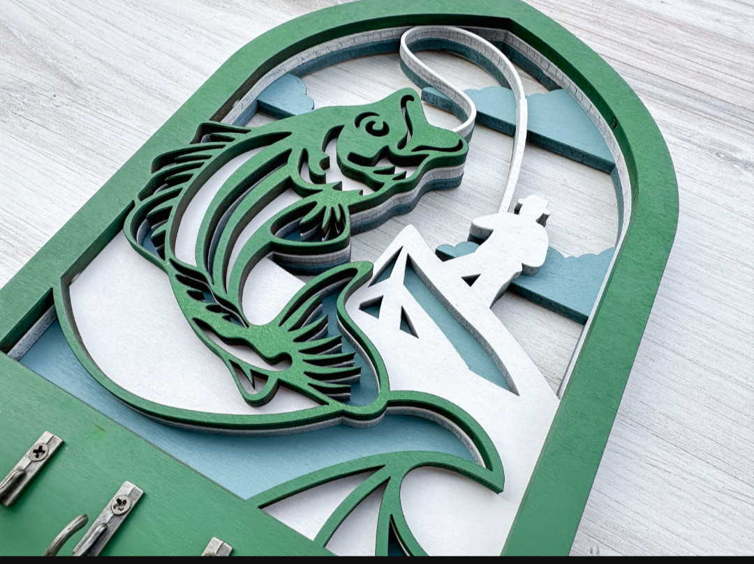 Handcrafted Wooden Large Mouth Bass Key Holder