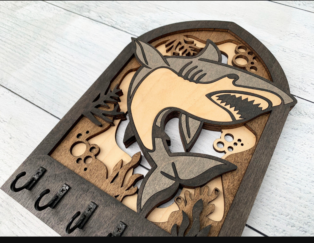 Handcrafted Wooden Shark Key Holder