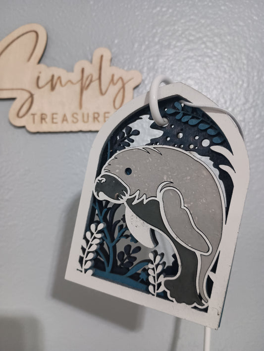 Wooden Manatee Car Charm Air Freshener