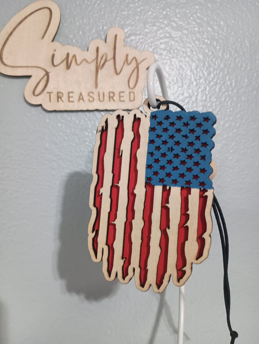 Wooden Flag Car Charm Air Freshener