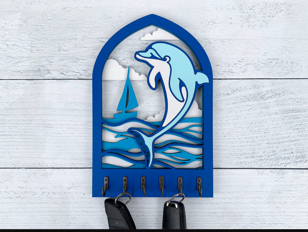 Handcrafted Wooden Dolphin Key Holder
