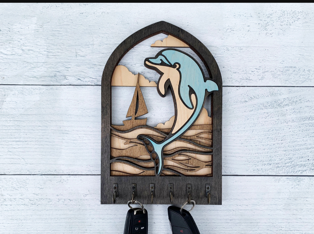Handcrafted Wooden Dolphin Key Holder
