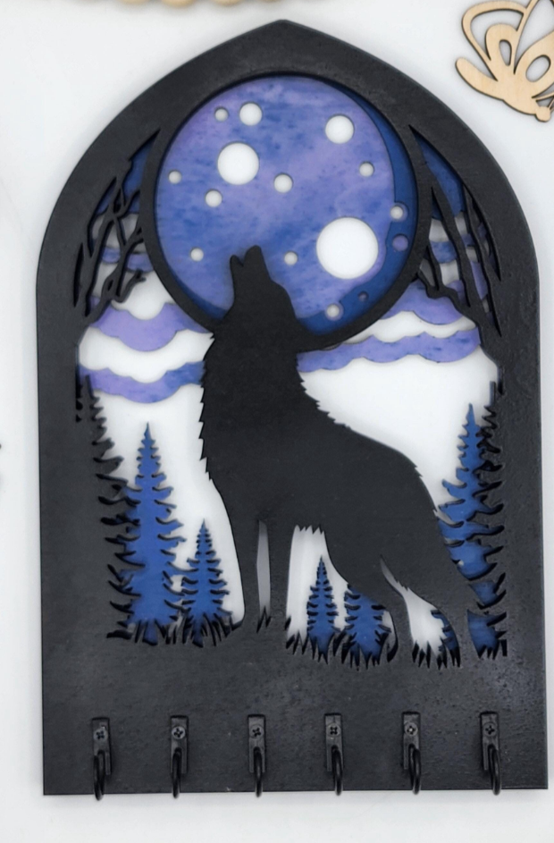 Handcrafted Wooden Wolf Key Holder