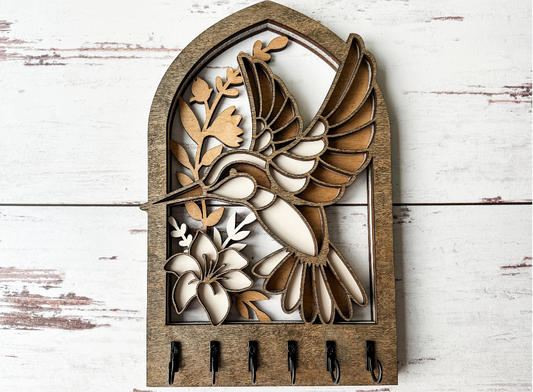 Handcrafted Wooden Hummingbird Key Holder