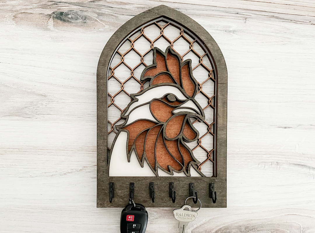 Handcrafted Wooden Rooster Key Holder