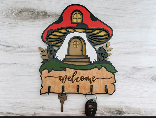 Handcrafted Wooden Mushroom Key Holder