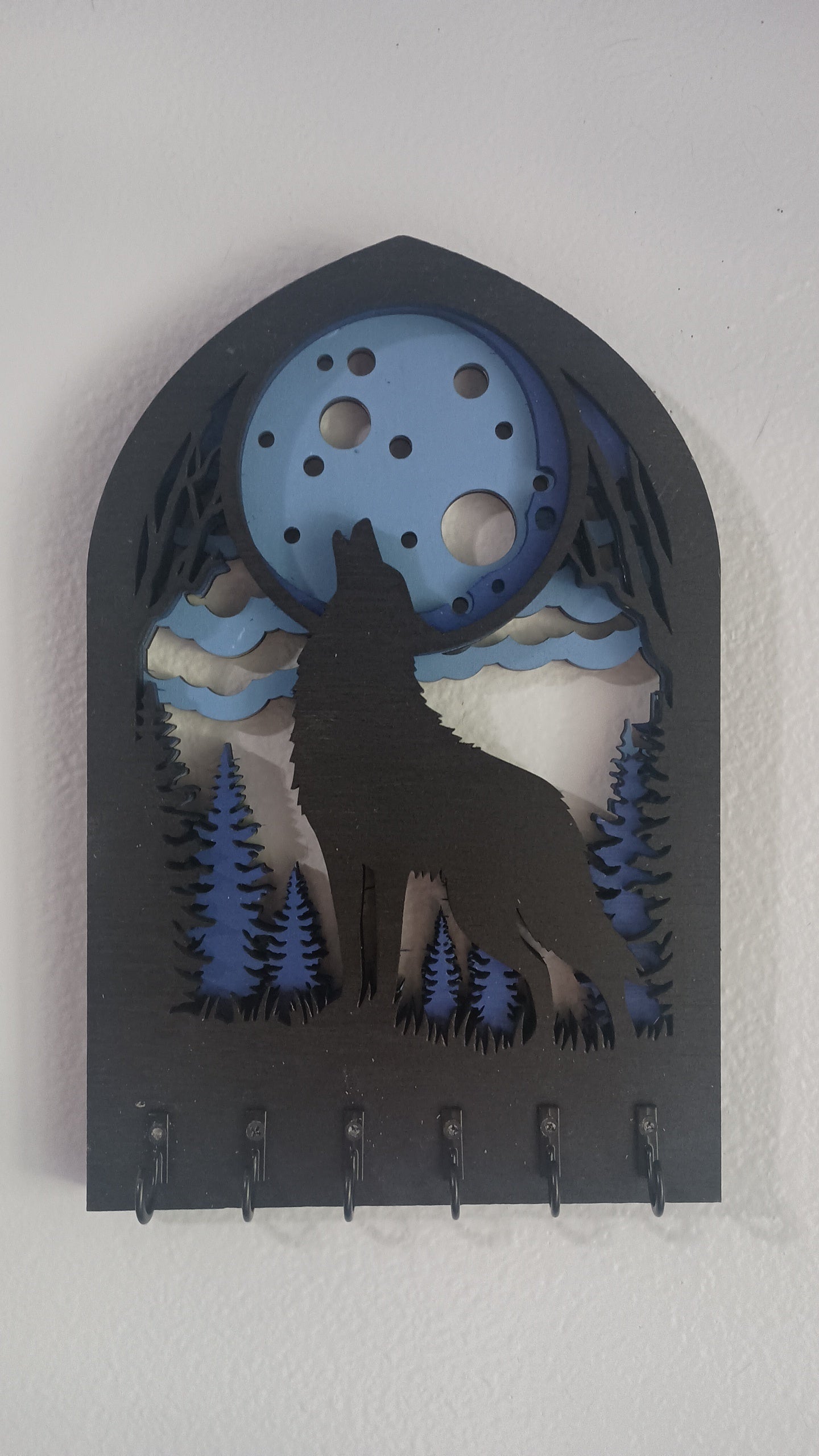 Handcrafted Wooden Wolf Key Holder