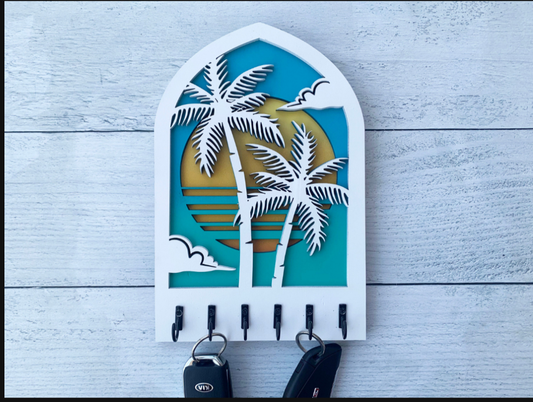 Handcrafted Wooden Palm Tree Key Holder