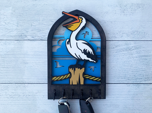 Handcrafted Wooden Pelican Key Holder