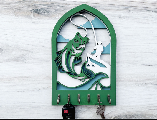 Handcrafted Wooden Large Mouth Bass Key Holder