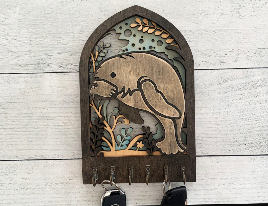 Handcrafted Wooden Manatee Key Holder