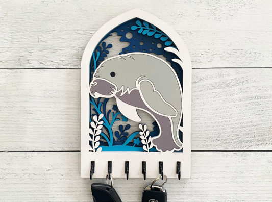 Handcrafted Wooden Manatee Key Holder