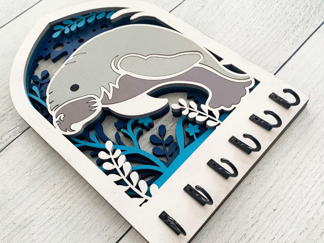 Handcrafted Wooden Manatee Key Holder