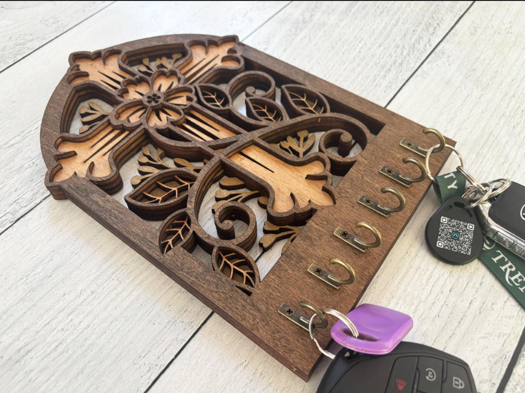 Handcrafted Wooden Cross Key Holder
