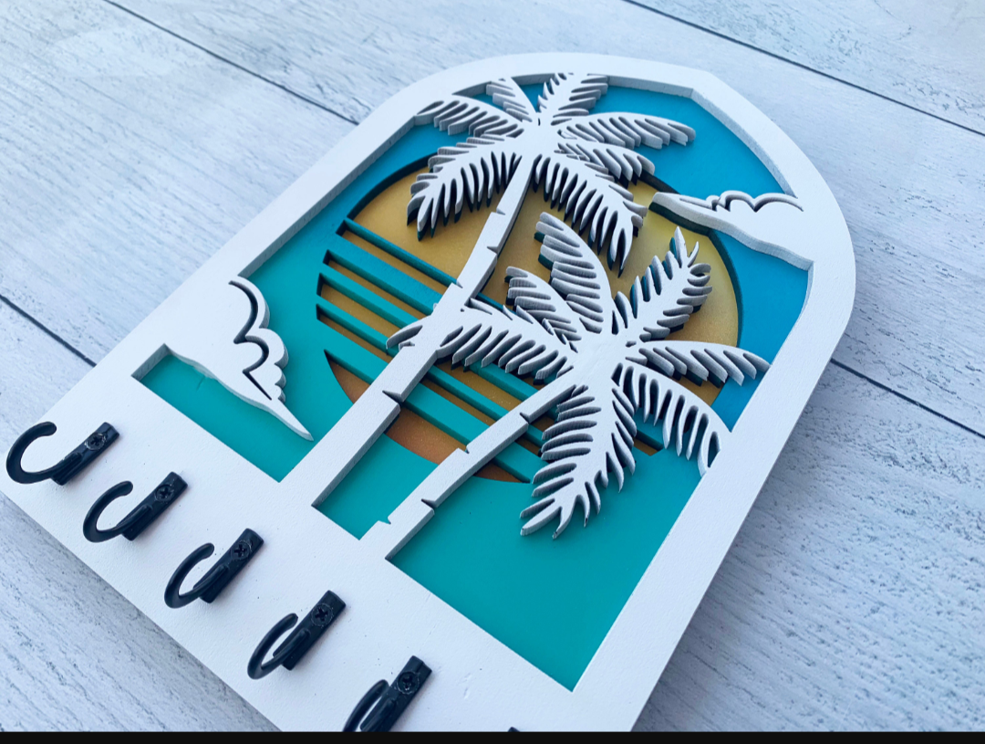 Handcrafted Wooden Palm Tree Key Holder