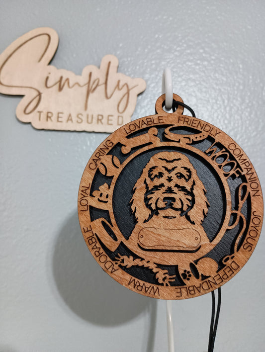 Golden Doodle Dog Car Charm Air Freshener
