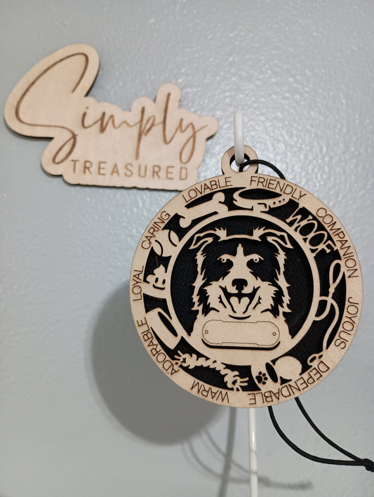 Border Collie Dog Car Charm Air Freshener
