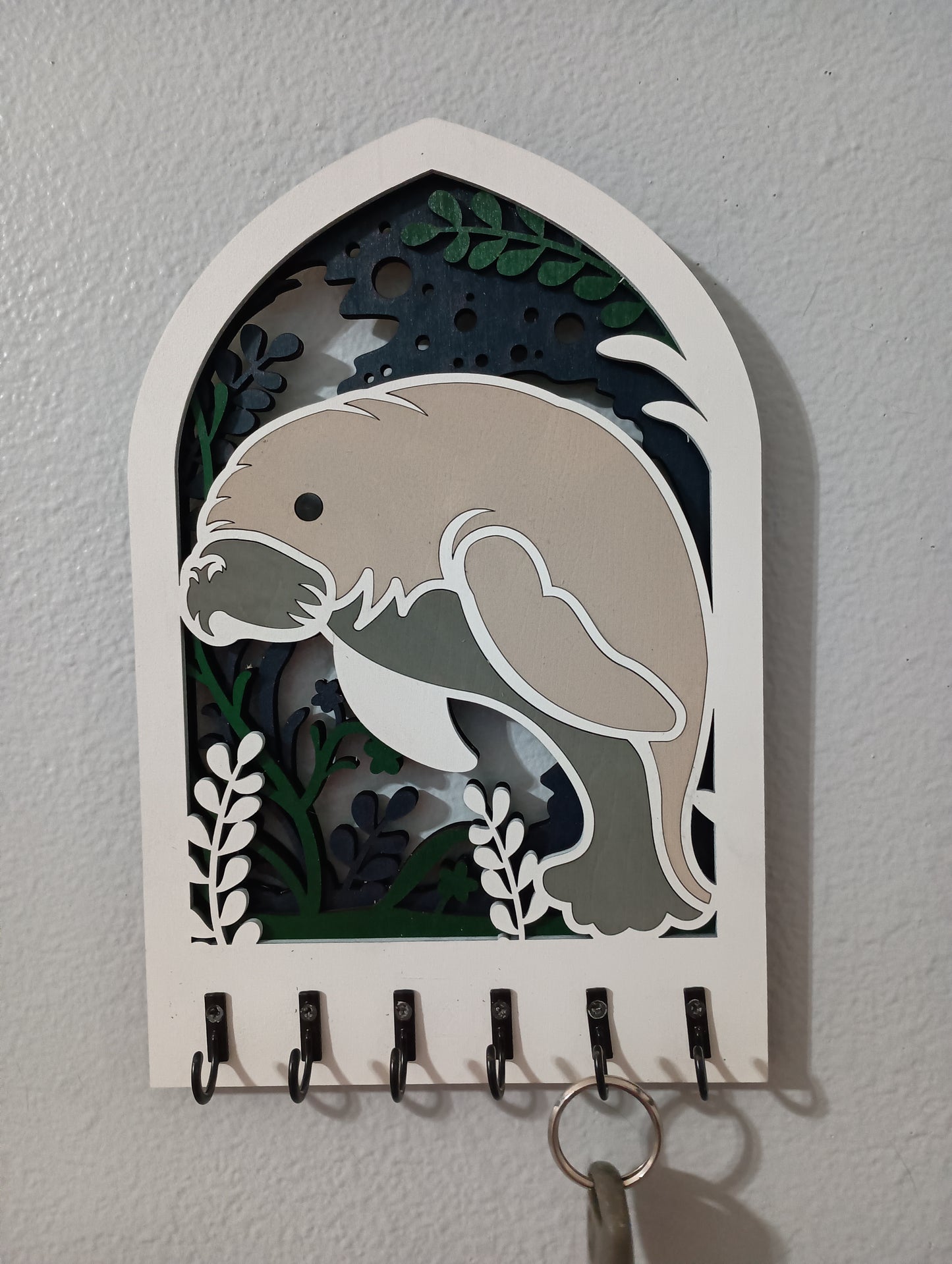 Handcrafted Wooden Manatee Key Holder