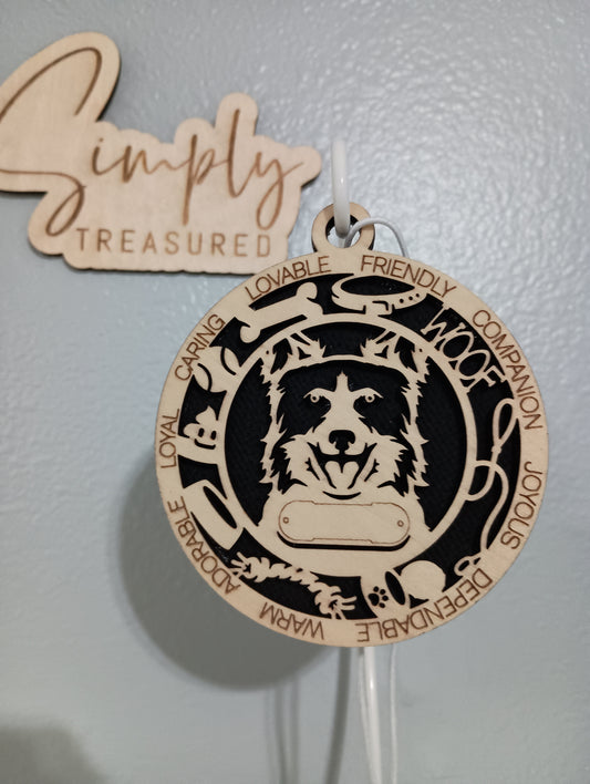 Border Collie(ears up) Dog Car Charm Air Freshener