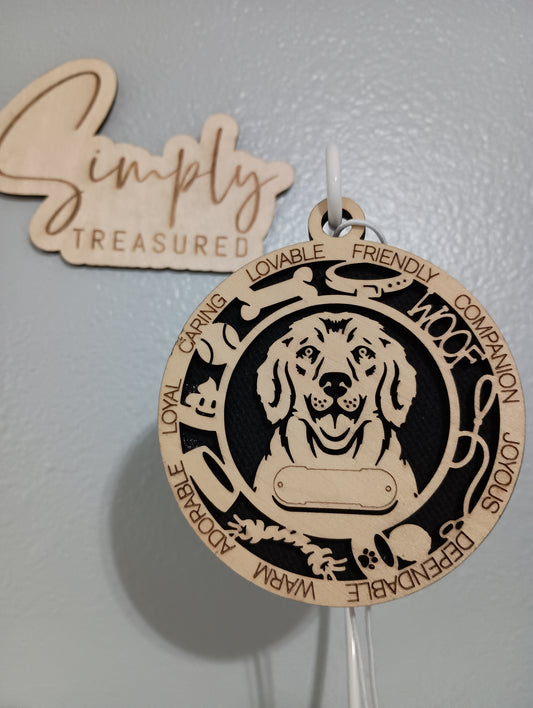 Golden Retriever Dog Car Charm Air Freshener