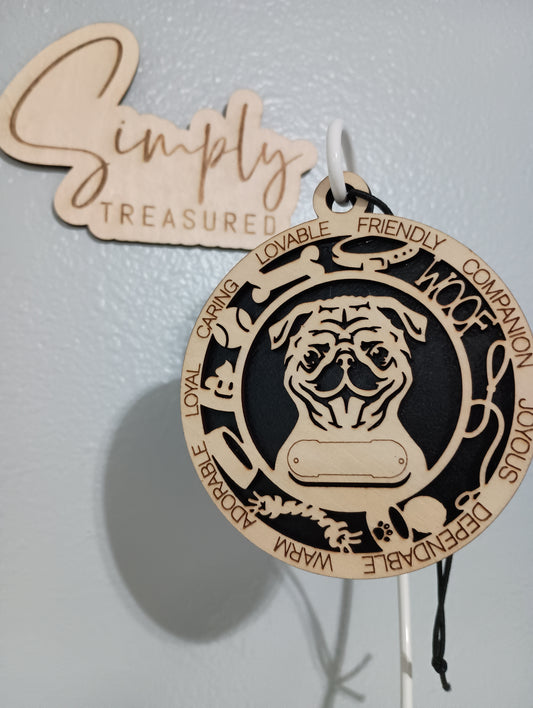 Pug Dog Car Charm Air Freshener